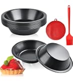 Quyimy Lot De 6 Moules à Muffins Individuels Antiadhésifs En Acier Au Carbone Avec Brosse à Vaisselle Et Huile Pour Muffins, Quiches, Frittatas (8,9 X