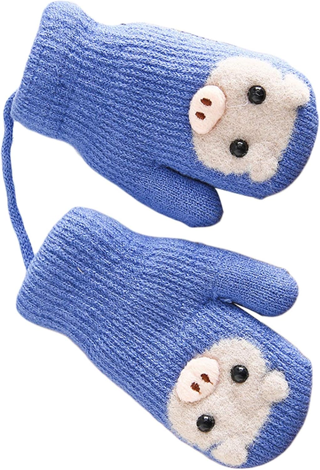 35 Years Kids Mittens, Piggy Chunky Plush Thermal Girls Cold Weather