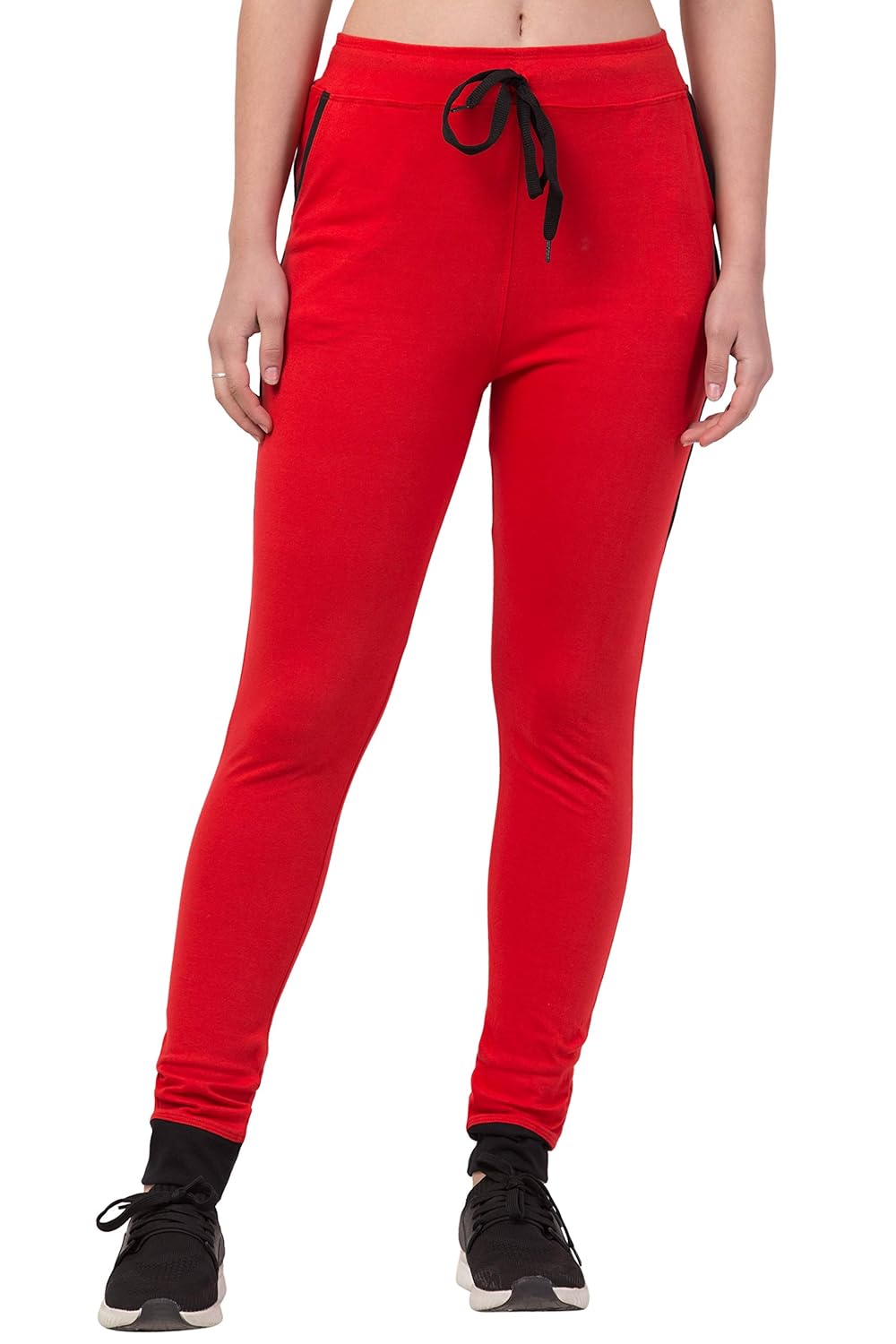 Buy Kissero Cotton Fit Solid Women's Solid Red Track Pant Women's