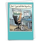 NobleWorks - Funny Dog and Cat Lovers Birthday Greeting Card with 5 x 7 Inch Envelope (1 Card), Kitten, Puppy, Bday Sold The Dog C7859BDG