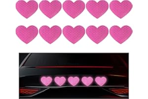 SHMZK 10PCS Vinyl Decal for Cars, High Intensity Reflective Sticker Night Safety Sign Bumper Decals, Waterproof Grid Vinyl Stickers Scratch Cover for Auto Window Laptop (Heart, Pink)