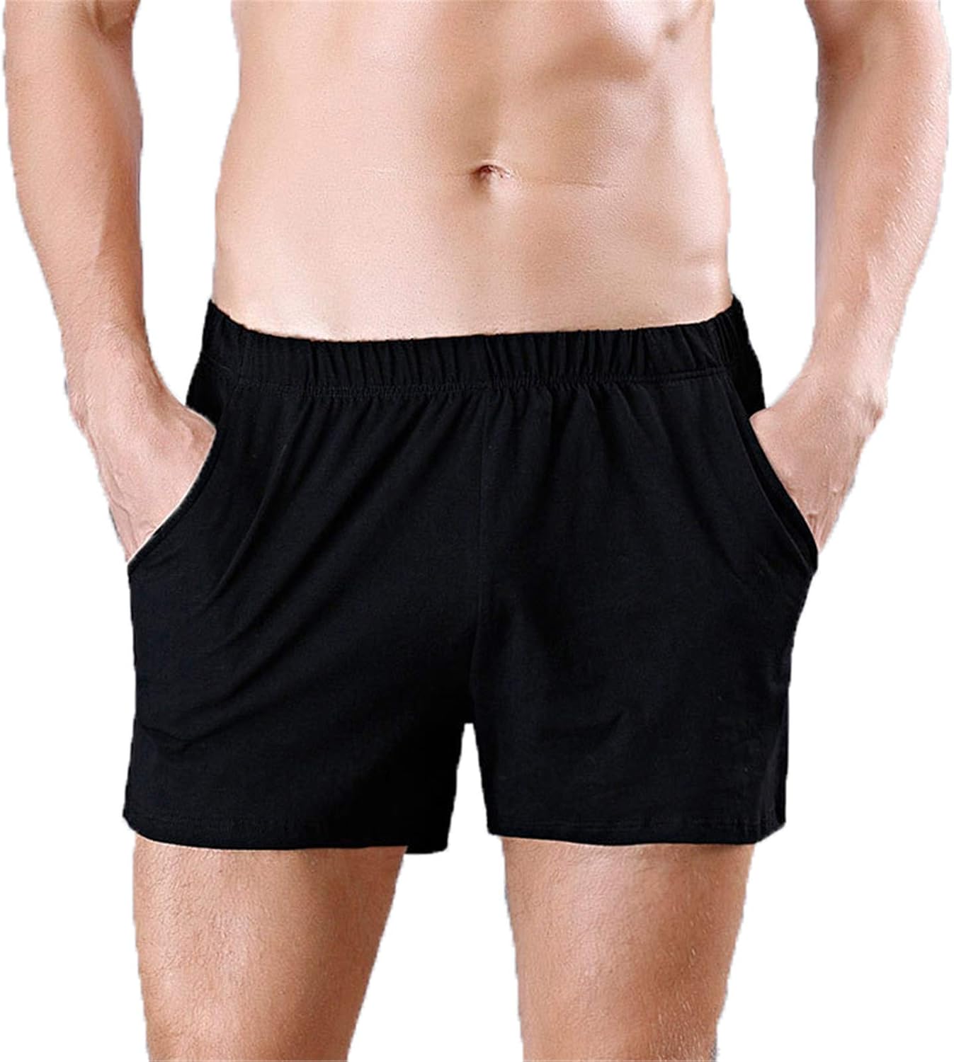 Men Cotton Boxers Shorts Solid Pocket Breathable MidRise Pouch