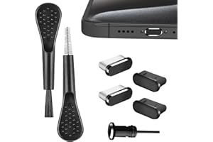 AILOVETECK USB C Dust Plug Cover, 4pcs USB C Port Cover Cap Charging Port Cleaner with Cleaning Kits for iPhone 15 Series, Sa