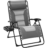 JEAREY Oversized Padded Zero Gravity Chairs, Folding Lounge Chair Outdoor Patio Recliner, Anti Gravity Chair for Backyard wit