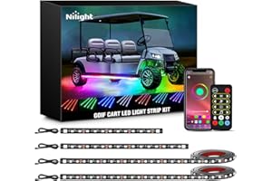 Nilight 4PCS Golf Cart Underglow LED Light Strip Dream Color Multi-Mode Neon Accent Lighting Kit APP and Remote Control Sound Active Music Sync IP67 Waterproof 12V-65V Input for EZGO Yamaha Club Car
