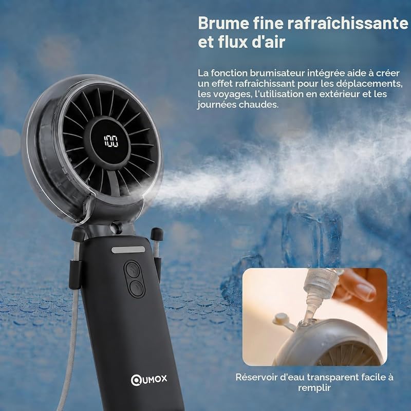 Ventilateur Brumisateur Portable, B1297, Noir