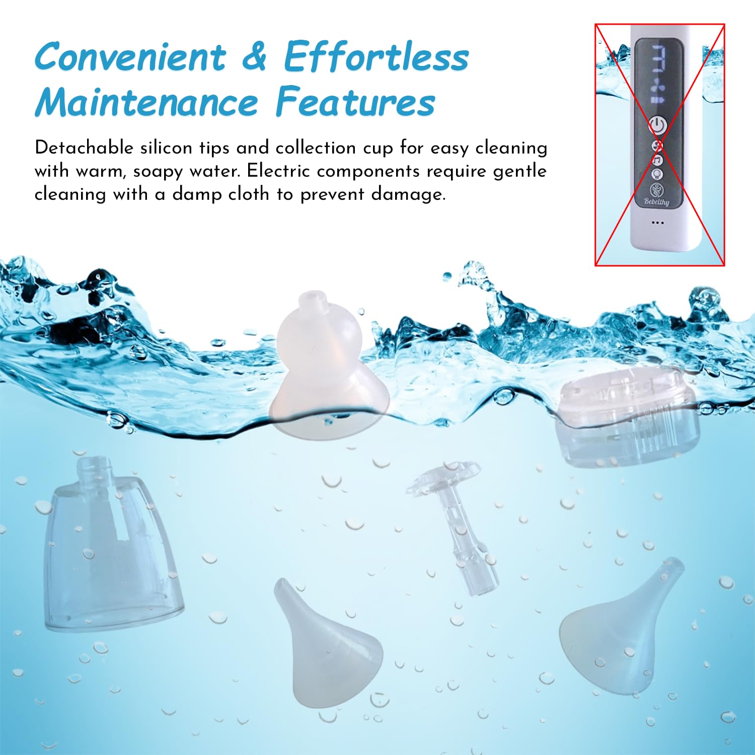 Nasal Aspirator for Baby, Electric Nose Sucker for Baby with Large Suction Flow, Lights and Music, Rechargeable, Aspirador Nasal para Bebes, with 3 Silicone Tips, Booger Tweezer, and Cleaning Brush