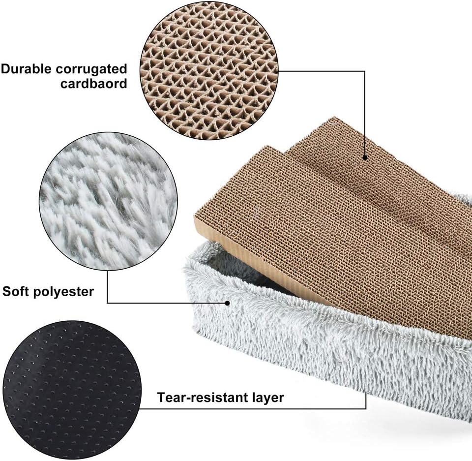 PrimePets 2 in 1 Cat Scratcher Lounge, Removable Cat Scratcher Carboard, Reversible Corrugated Cat Scratching Pads, Cat Scratch Sofa Bed Lounger, Catnip Included : Pet Supplies