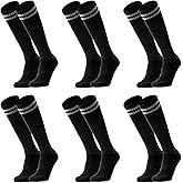 Barrlves 6 Pairs Kids Soccer Socks Striped Knee High Tube Socks Football Uniform Sports Socks for Boys Girls 6-12Years Old