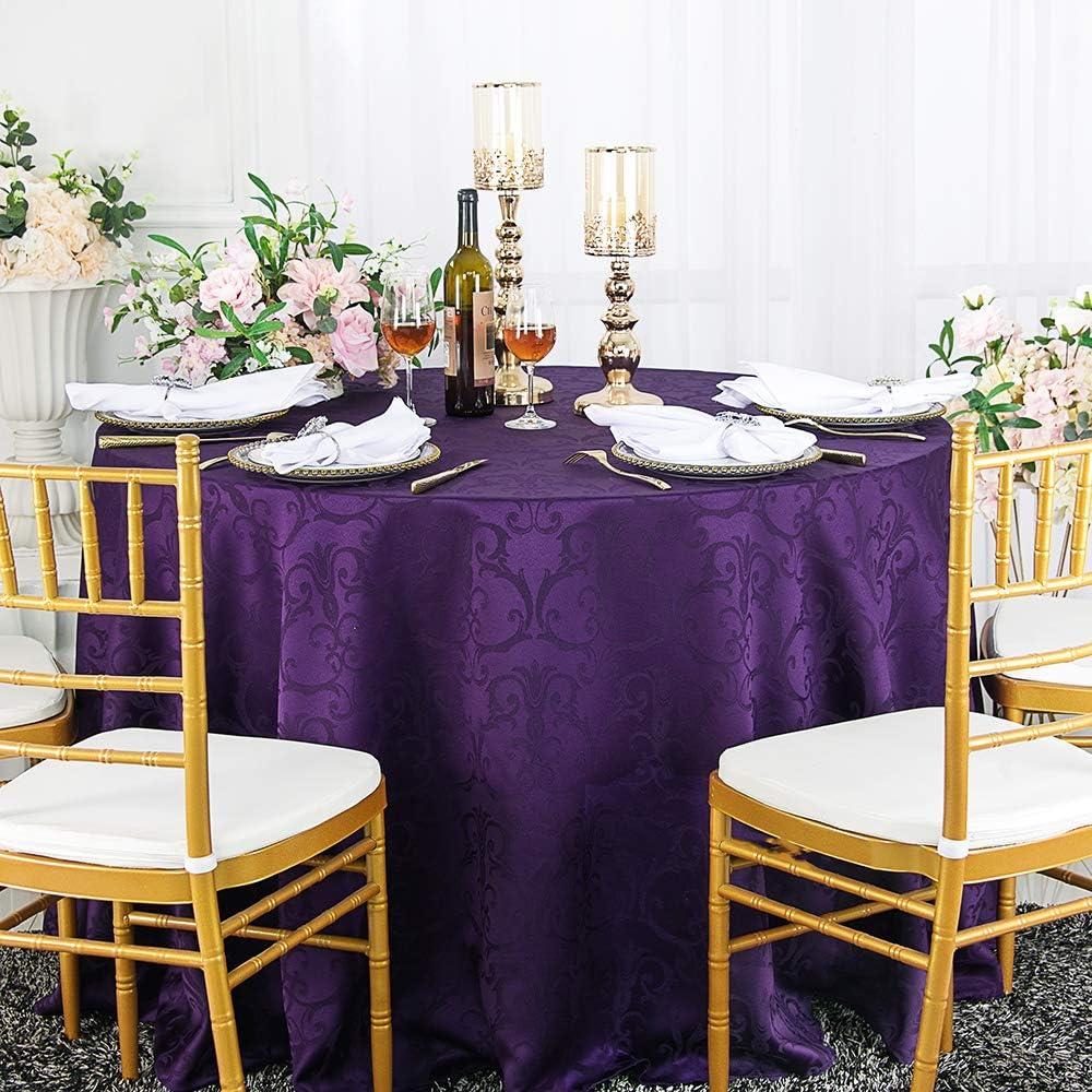 Best 108 inches round table cloth eggplant
