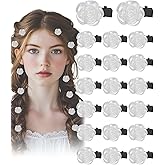 20 Pcs Small Flower Hair Clips, Mini Rose Flower Claw Clips Bulk, Cute Floral Hair Barrettes and Pins, Hair Ornaments for Women Girls Decorative Wedding Bridal Hair Accessories-White