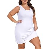 VintageClothing Womens Plus Size Tank Top Dress Soft Slip Under Dress Wide Straps Lingerie Nightgown