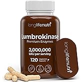 LongLifeNutri Lumbrokinase 100mg – Maximum Activity 2,000,000 Units Per Serving, 120 Vegetarian Capsules, 2-Month Supply, Natural Enzyme Supplement for Circulatory Health, Lab Tested, Made in USA
