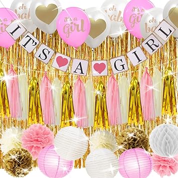 pink yellow and gold baby shower
