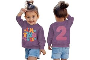 KEKEMI Birthday Sweatshirt for Toddler Girl I’M TWO CUTE Birthday Girl Outfit 2T B-Day Party Long Sleeve Shirt Cute Fall Tops