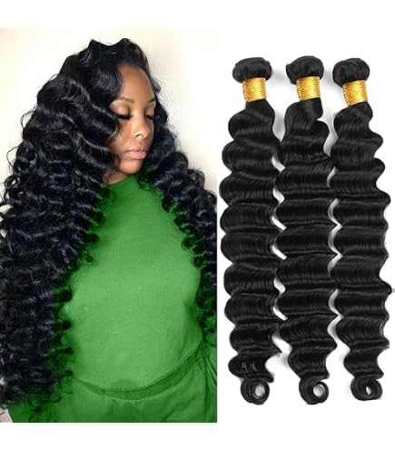 Virgin Brazilian Remy Human Hair Loose Deep Wave Bundles 3 Pack Onyx: 100% Virgin Brazilian Remi 3 Pack - Body Wave – Beauty  main image 3