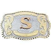 Western Belt Buckle Initial Letters ABCDMRJ to Z Cowboy Belt Buckle, Rodeo Buckles for Men & Women Fits Up to 2 Inch Belts