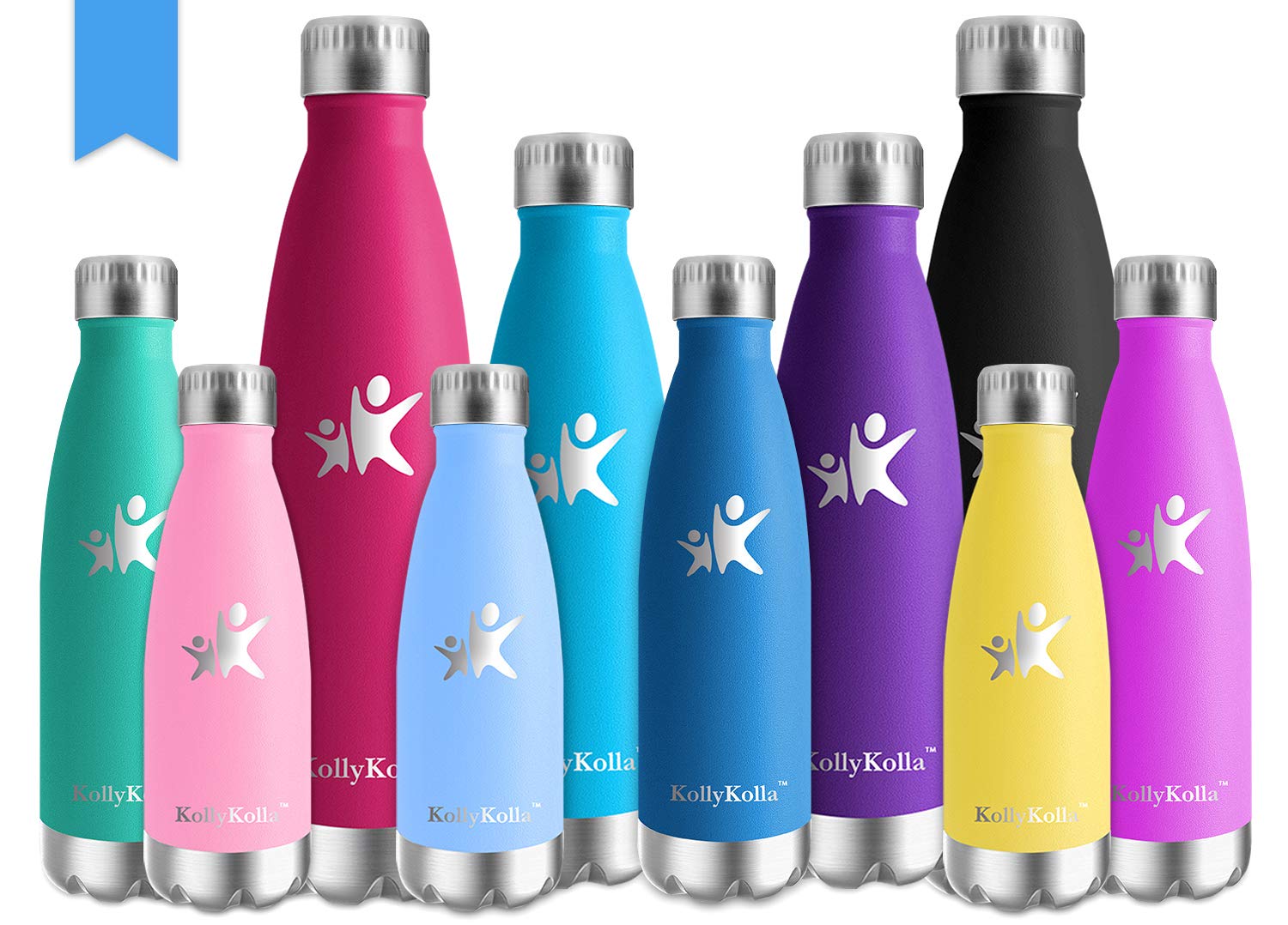 Kollykollaメタルウォーターボトル真空断熱ウォーターボトルホット コールドドリンクボトルステンレススチールサーモフラスコリークプルーフキッズ 用スポーツジム サイクリング サッカー トラベル 500mlミディアムブルー B07gsnfpch フラスコスキットル 小物など