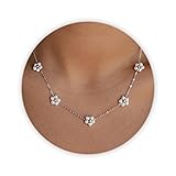 SmileBelle Silver Pearl Necklace, Dainty Daisy