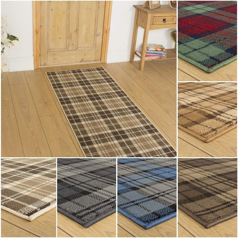 Tartan Hallway Carpet Runner Any Length Between 150cm 600cm Beige