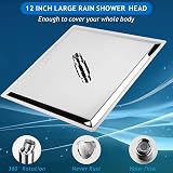 Voolan 12'' Large High Pressure Rain Shower Head Chrome 304 Stainless Steel view 2