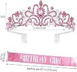 Leixi Birthday Girl Sash & Rhinestone Tiara Set Rose Red view 2