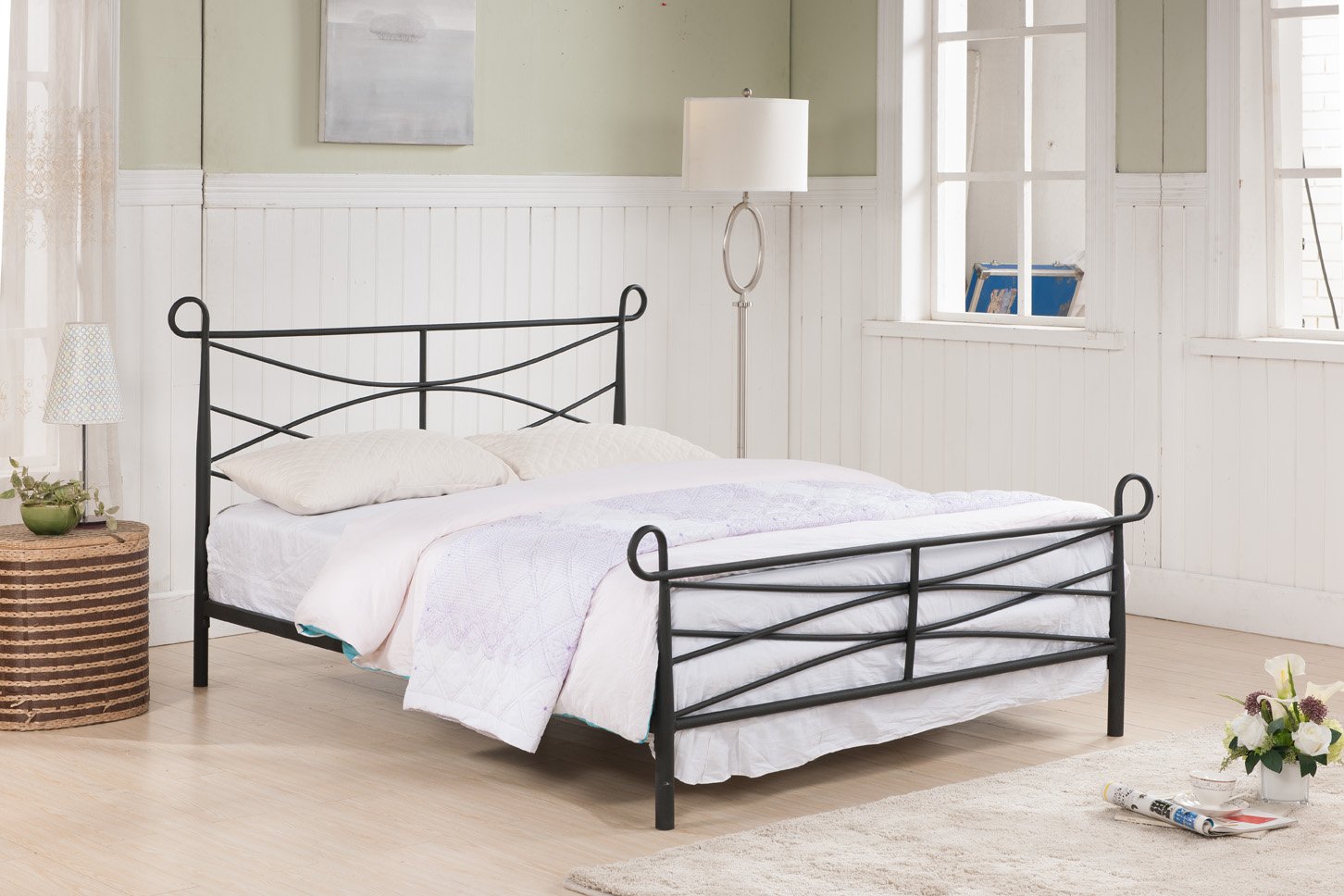 Kings Brand Furniture Texture Black Finish Metal Bed Headboard