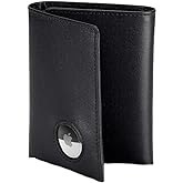 Stealth Mode Men's Leather Trifold Wallet with Airtag Holder and RFID Blocking (Black)
