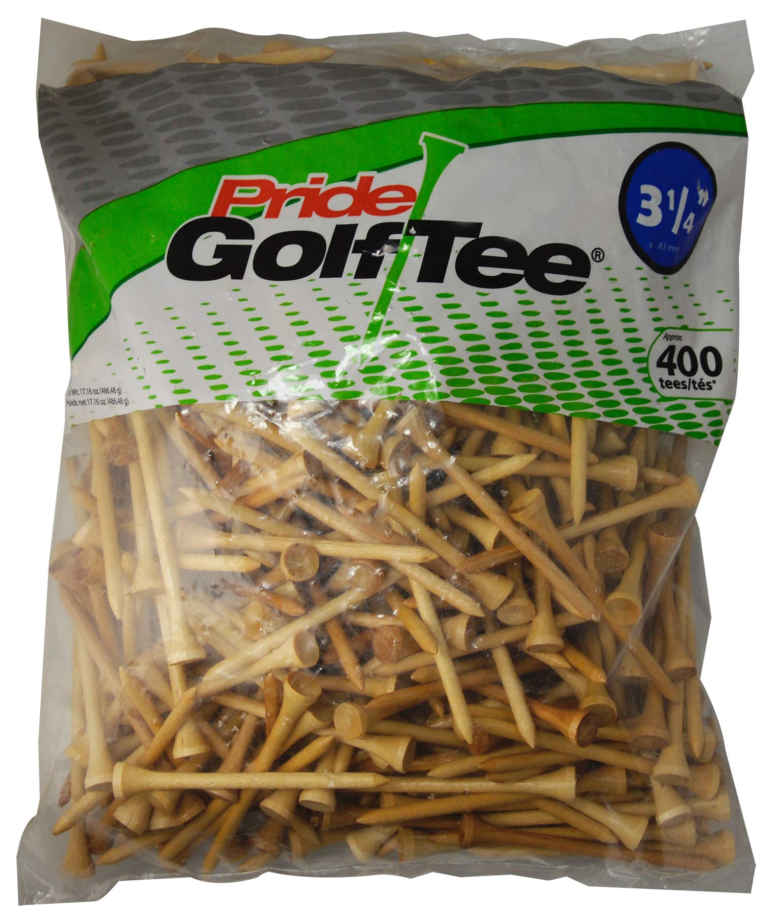 Pride Deluxe Wooden Tee (3 1/4"), Natural, Bag of 400