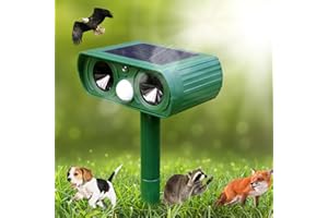 AMSQTO Solar Ultrasonic Animal Repeller, 2024 Dog Cat Repellent Outdoor,Deer Repellent for Raccoon, Fox, Deer, Skunk,Squirrel, Rabbit, etc K510