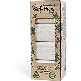 Australian Botanical Soap Goats Milk Bars, 6.6 oz Each, Pack of 8, Triple Milled with Soya Bean Oil & Organic African Shea Butter, Cleansing Bar Soap, Packaging May Vary