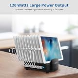 NTONPOWER 10-Port USB Charging Station 120W Multi Charger Dock Black view 6