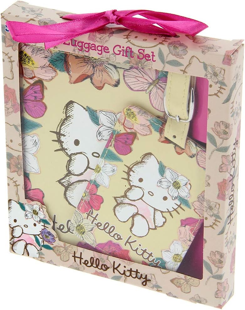 Character Travel Gifts Accessories (Hello Kitty, Passport Holder & Luggage Tag Set Vintage Style)