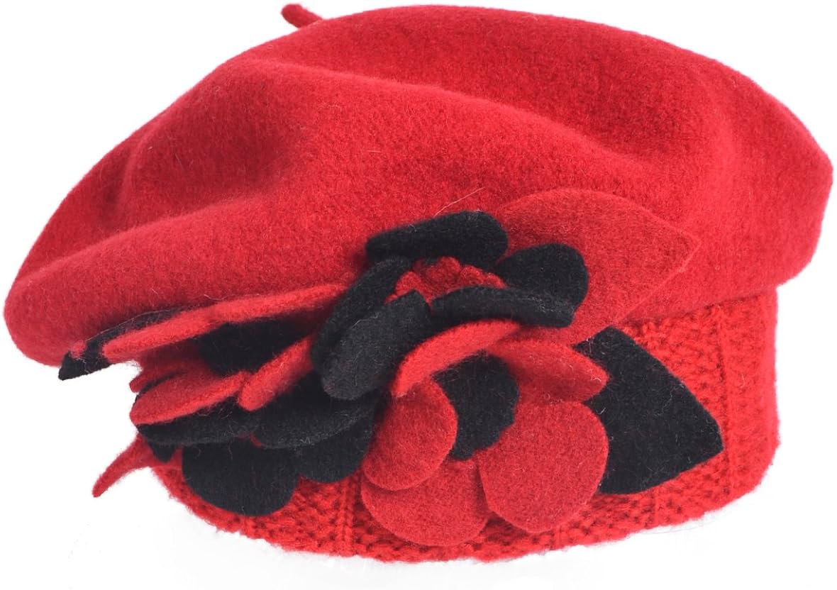 F&N STORY Lady French Beret Wool Beret Chic Beanie Winter Hat Jf-br034 (HY022-Black) at  Women’s Clothing store