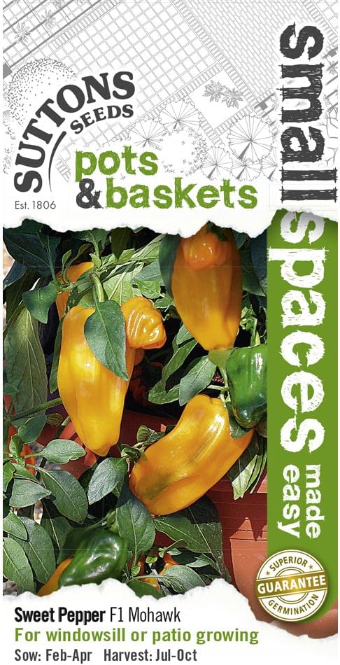 Suttons Seeds Capsicum Sweet Pepper F1 Mohawk Seeds