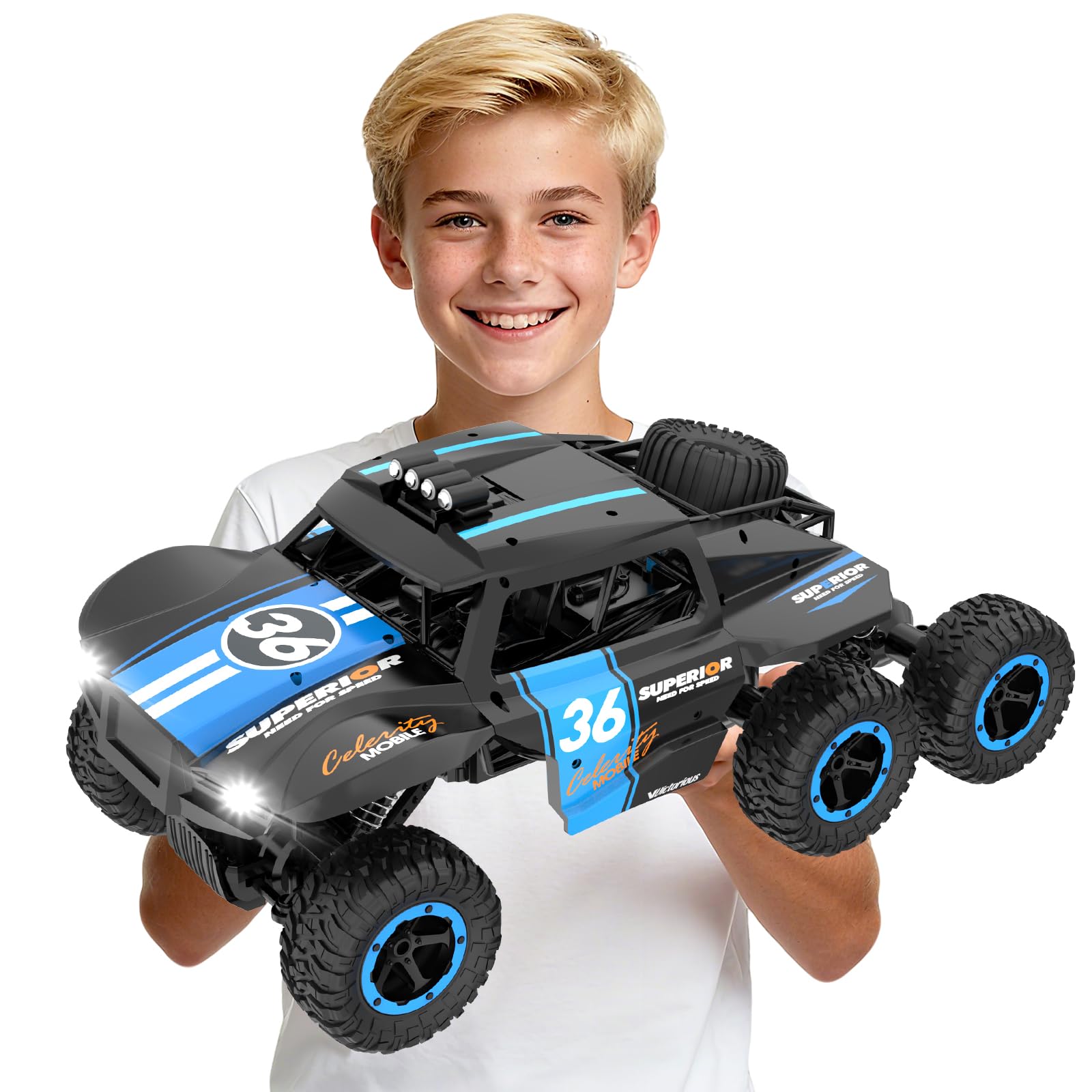 PAISHENKEJI Remote Control Car RC Truck - 1:12 6WD Off Road Remote Control Car Vehicle All Terrain Drift Truck Crawler Hobby RC Cars Toy with 2 Rechargeable Batteries for Kids and Adults Birthday
