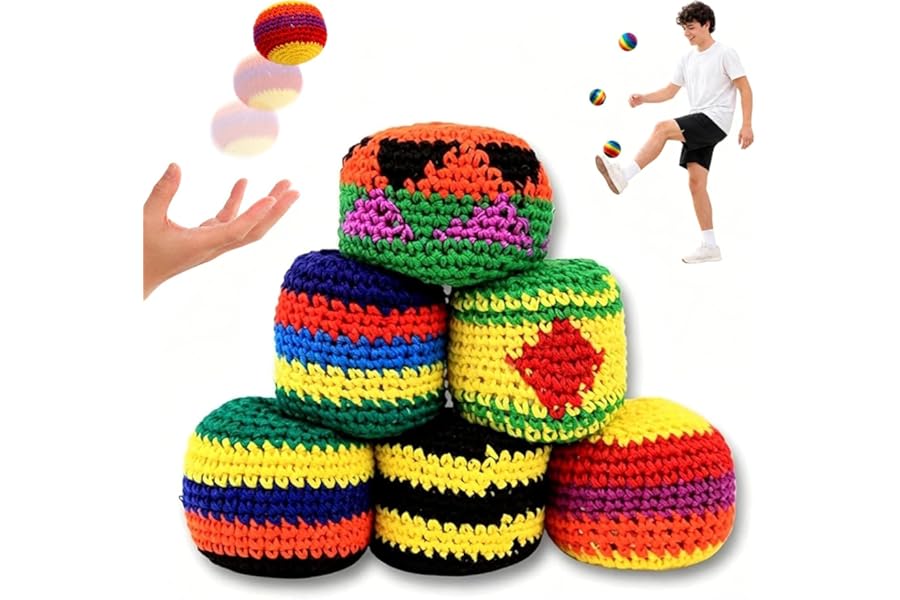 6/12/24PCS Crochet Footbag Set, 2026 New Knitted Kick Balls for Kids & Adults, Colorful Juggling Toss Bags, Handmade Footbags for Outdoor Games, Party, Playground & Travel