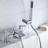 Hapilife Bath Mixer Taps Waterfall with Handheld Shower Chrome Brass Deck Mount view 2