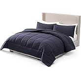 UGG Leonora Comforter Set with 2 Pillow Shams Lightweight Down Alternative Blanket Reversible Cozy Warm All Season Washable and Hypoallergenic Bedding Set, King, Navy Blue