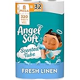 Angel Soft Toilet Paper, Fresh Linen Scented Tube, 8 Mega Rolls, 2-Ply | Everyday use toilet tissue with scented tube, household essentials, long-lasting toilet rolls, soft and strong, septic safe