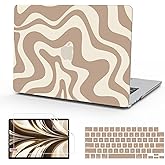 B BELK Compatible with MacBook Air 13 inch Case 2026 2025 2024 2023 2022 M4 M3 M2 A3240 A3113 A2681, Plastic Hard Shell Case for MacBook Air 13.6 inch + Keyboard Cover + Screen Protector, Brown Wave