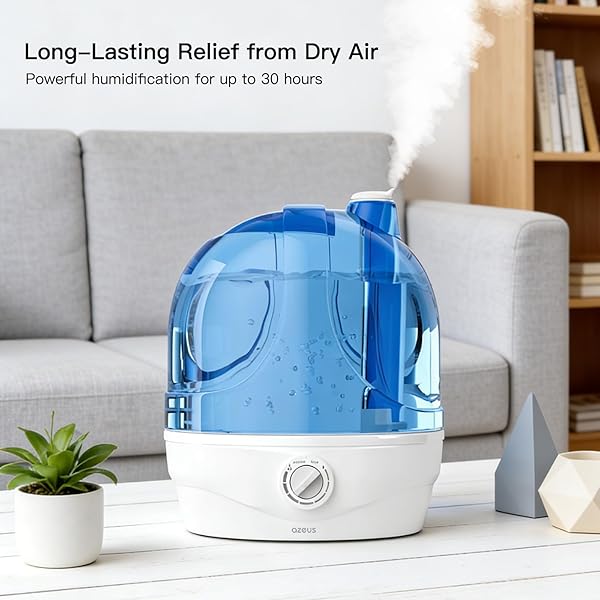 AZEUS HUMIDIFIERS, 2.8L ULTRASONIC COOL MIST HUMIDIFIER FOR LARGE ROOM BABIES OFFICE, QUIET HUMIDIFIERS WITH MICROPOROUS FILTERS, LASTS UP TO 50 HOURS, AUTO SHUT-OFF (BPA-FREE)