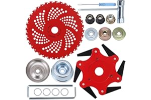 PLAXNS Steel Trimmer Head 6 Steel 65Mn Razors Trimmer Head &9" x 36 Teeth Carbide Tipped Blades,Universal Weed Eater Blades Metal with Universal Adapter Kit, for Brush Cutter, Trimmer, Weed Eater.