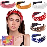 LOVNFC Womens Headbands, 6Pcs Knotted Head Bands No Slip Fashion for women Girls Wide Top Knot Turban Hair Bands Velvet Hair Hoops Hairband (red blue brown)