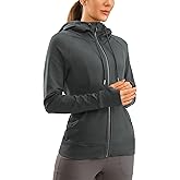 CRZ YOGA Women's Full Zip Hooded Sweatshirts Workout Sweat Jackets Slim Fit Running Track Hoodies with Thumbholes