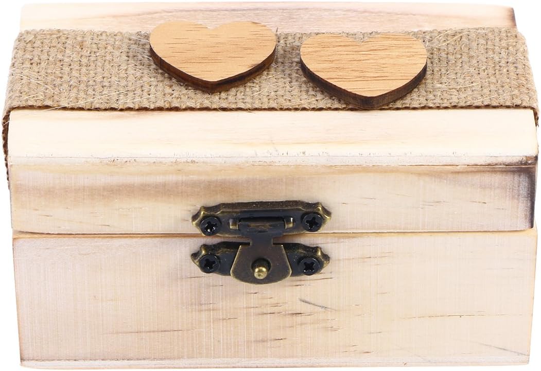 OUNONA - Caja de madera para anillos de compromiso o boda, diseño rústico