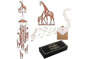 YHmall Giraffe Wind Chimes for Outside, 35" Giraffe Gifts for Women Mom Men Metal Windchimes Outdoors Hanging Lights for Yard Patio Garden Decor