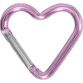 Heart Shaped Carabiner Keychain Clip, Lightweight Aluminum Alloy Heavy Duty Star Shaped Keychain Clip Snap Hook with Key Rings for Camping Fishing Outdoor Travel Hiking Traveling(Pink)