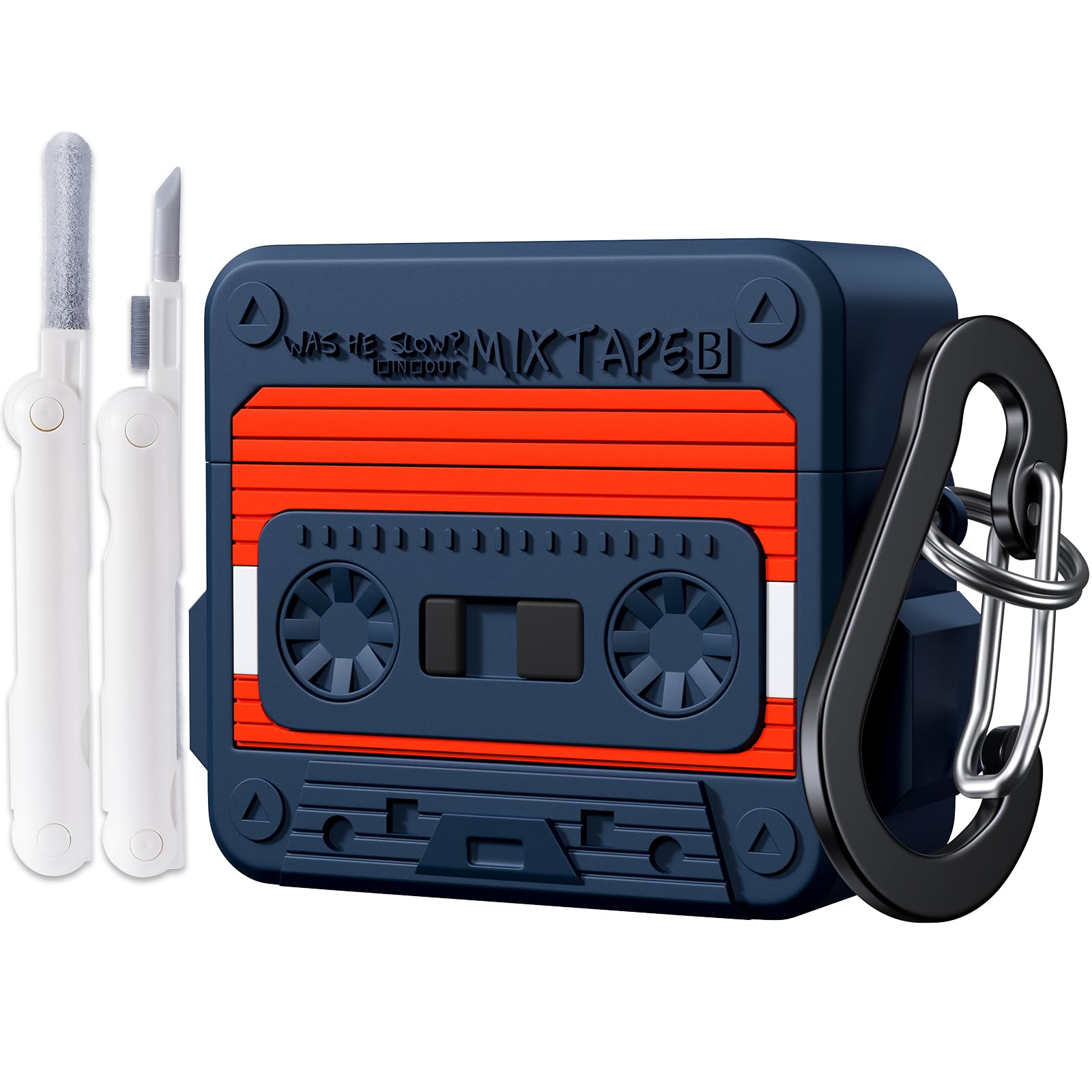 Photo 1 of MOFREE Compatible with Airpods 4 Case 2024 with Cleaner Kit/Keychain,Cassette Tape Design for AirPods 4th Generation Case Cover,Soft Silicone Shock-Proof Protective Case for Air Pods 4 Case Blue Red