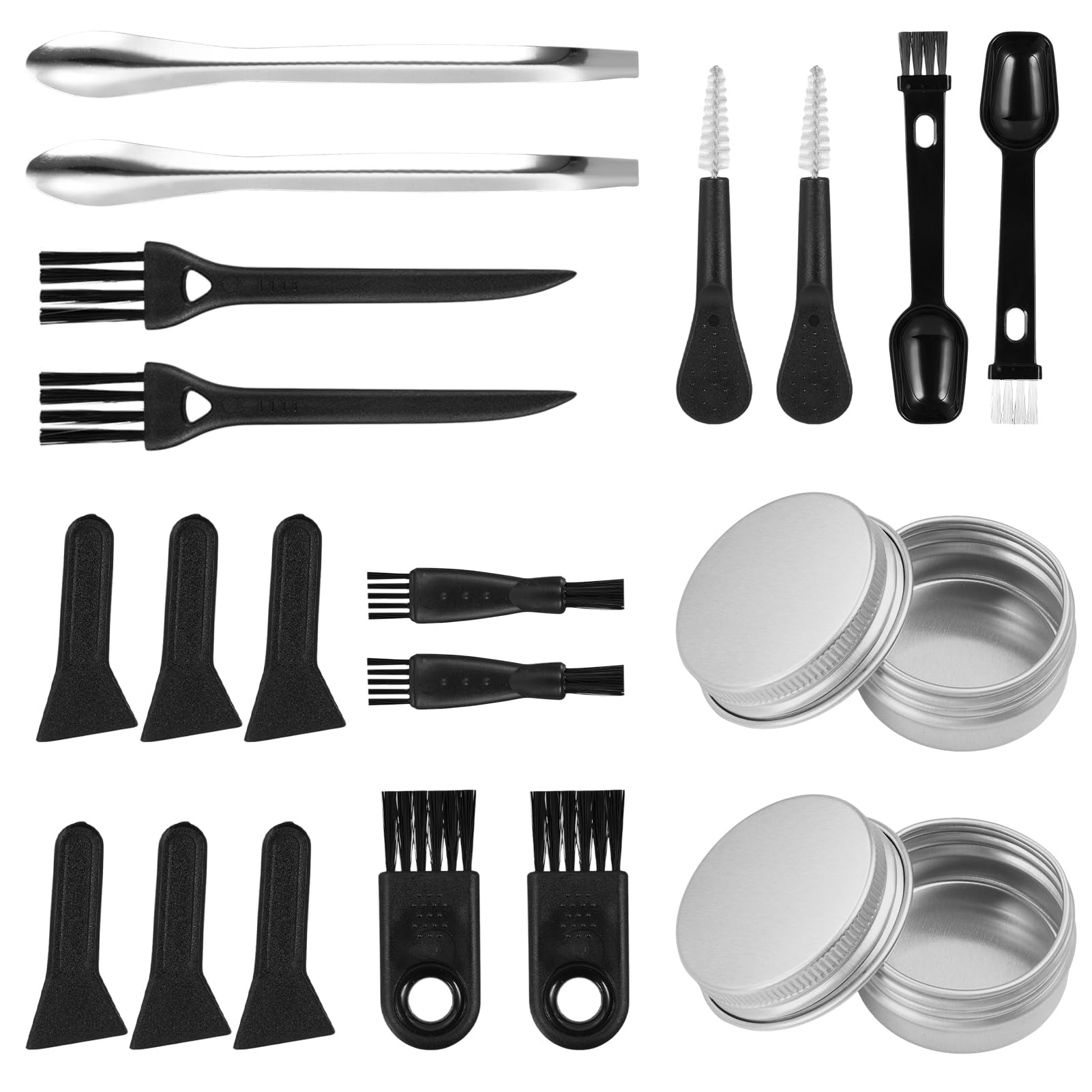 20 PCS Pollen Scrapers Kit for Grinder, Grinder Cleaning Kit Including Scrapers, Cleaning Brushes, Spoons and Aluminium Storage Jar
